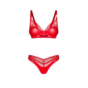 Obsessive Aliosa komplet bielizny – z fiszbinami, czerwony, S/M - 1