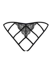 Obsessive Miamor majtki – koronkowe, otwarty krok, czarne, S/M - 5