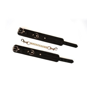 Liebe Seele Boudoir Amor kajdanki skórzane – czarne, złote okucia - 4